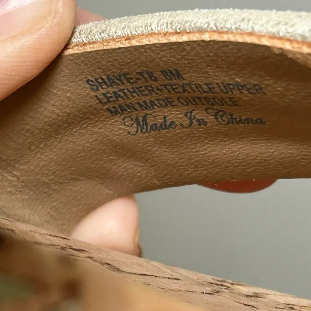 Donald Pliner Shaye Strappy Sandals Shimmer Gold Leather Cork Women's 8